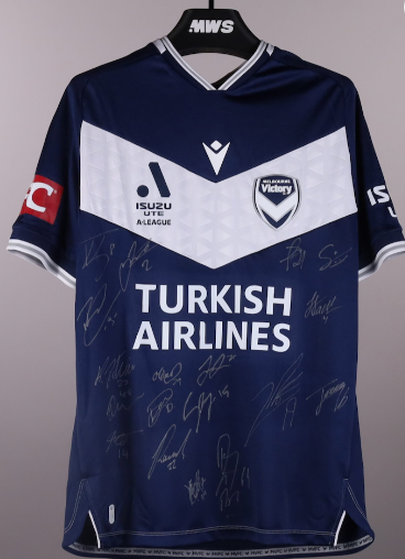 Signed Melbourne Victory shirt raffle prize celebrating KLUFC's Australia Cup Round of 32 appearance